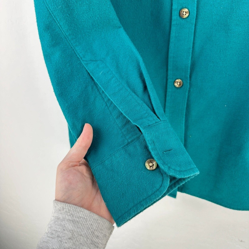 Vintage L.L Bean Shirt Womens Small Green Cotton Button Up Long Sleeve - Picture 4 of 10